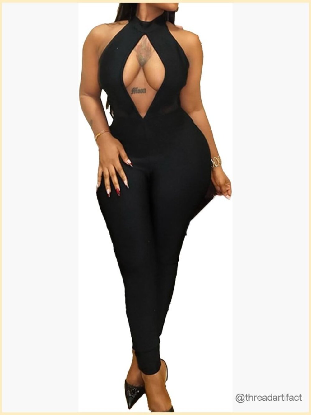 Sleeveless Hollow Out Bodycon Jumpsuit for Party Club - Picture 1 of 7